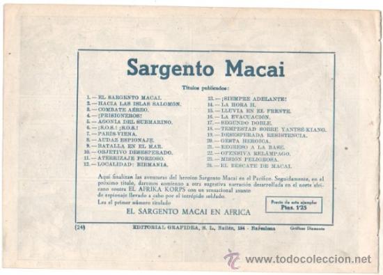 Tebeos: EL SARGENTO MACAI ORIGINAL EDI. GRAFIDEA 1952 - 17 TEBEOS PLANCHA, por MARTINEZ OSETE - Foto 18 - 37027067